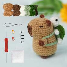 Capybara Crochet Kit, Cute Animal Crochet Kit Set, Christmas Gift, Crochet Kit For Beginners, Crochet Kit For Craft Lovers, Crochet Kit For Adults, DIY Crochet Kit Capybara And Tortoise, Hand Knitted Animal Creation Set (Tool Accessories With Random Colors)
