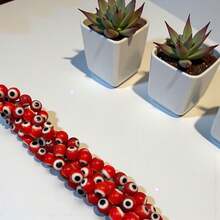 1 Tira de 36 cm de ojo turco, ojo del mal de 6mm, para la elaboración de pulseras y collares - Rojo - Ver 2