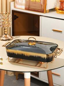 Ceramic Plate, Suitable For Cooking, Dining Room, Home, Kitchen, Tableware, Baking Tray, Casserole, Tray, Salad Bowl, Fruit Plate, Soup Pot, Baking Tray, Applicable For Bread, Turkey, Cheese, Pizza, Outdoor, Wedding, Party, Gift, Birthday - Multicolor - View 4