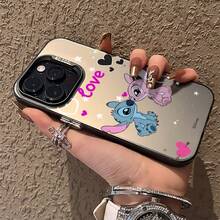 Miniso Disney Lilo & Stitch Phone Case, "Love" Themed Design With Stitch & Angel In Romantic Posefor IPhone 17/17 Pro/17 Pro Max/17 Air/16/15/14/13/12/11/X Series,Iphone 17 Pro Max Case,Iphone 17 Pro Case,Iphone 17 Case,Stocking Stuffers,The Girlfriend,The Chosen,Early Fall Fashion - Pink - View 3