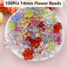 100Pcs 14mm Multicolor Spacer Loose Beads With Hole Flower Shape Handmade Material - 100 hạt cánh hoa 14mm - Xem 9
