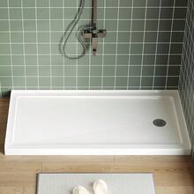 60"X32" Shower Pan With Center Drain - Single Threshold ABS Base & Non-Slip Surface,Lightweight Rectangle Acrylic Shower Base- Includes Drain Kit White - Default - View 1