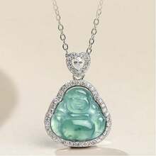 1件新款中国风不锈钢佛像吊坠项链，优雅独特的小众设计，女士适用 - 人像項鍊 - 查看 1