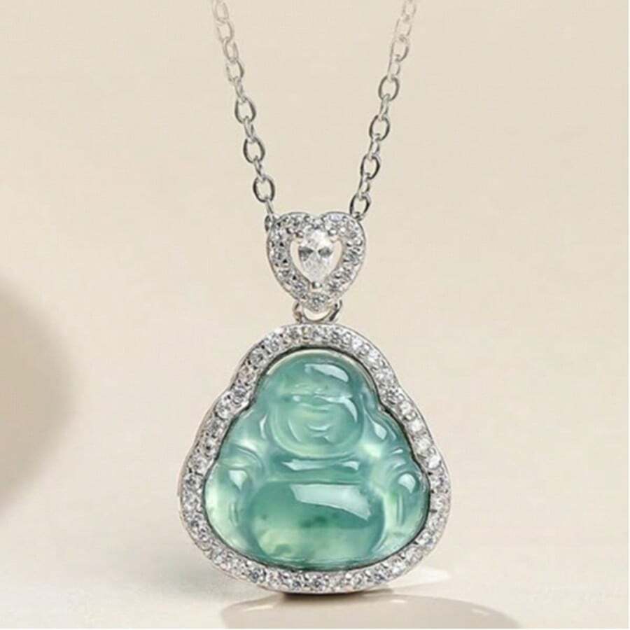 1件新款中国风不锈钢佛像吊坠项链，优雅独特的小众设计，女士适用 - 人像項鍊 - 查看 1