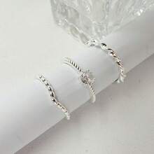 Set Of 3 Women's Twisted Rings With Pave Detail, Sophisticated And Versatile Set - #18 - Ver 3
