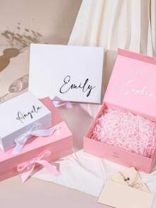 Personalized Magnetic Ribbon Gift Box, Customized Bridesmaid Invitation Box, Bride's Gift Box, "Will You Be My Bridesmaid?" Box, Wedding Gift Box - Multicolor - View 6