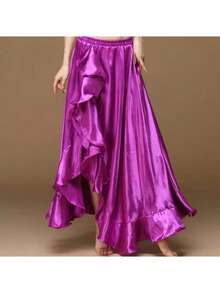 Chân váy maxi khiêu vũ thời trang, chân váy phồng xẻ tà đôi bằng satin dành cho nữ, thích hợp cho múa bụng, flamenco, nhạc rock. - Nhiều màu - Xem 22