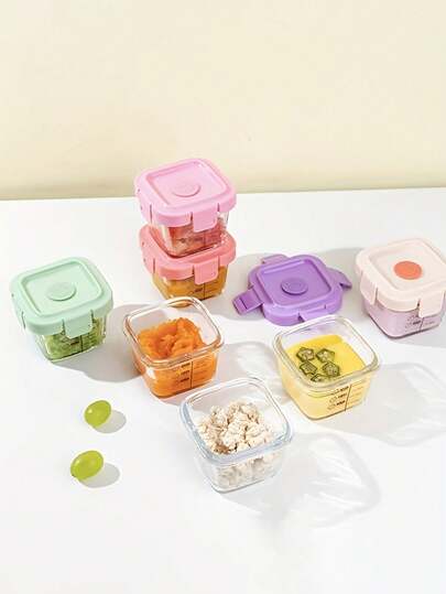 3pcs/Set 130ml Borosilicate Glass Food Storage Containers & Bowls, Airtight Seal, Microwave