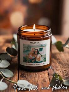 Custom Photo Candle Label Personalized Bridesmaid Proposal Candle Label Customizable Photo Family Photo Gift, Personalized Photo Birthday Gift, Anniversary Gift 2026 New Year Gift For Couple Anniversary Gift Custom Photo Wine Label Newly Engaged Couple Wine Label(Only Label), Party Decor - Multicolor - View 3