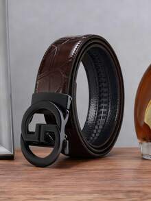1 Piece Men's Alloy Automatic Buckle Belt. This Carefully Selected Men's Belt Embodies Light Luxury, Fashion, Stylishness And High-End Business Charm. It Measures 47 Inches In Length, Is Durable, And The Belt Strap Features A Bamboo Joint Pattern. Suitable For Daily Outings And Business Office Occasions-It Is An Ideal Gift For Family Members, Boyfriends Or Friends On Christmas. - Multicolor - View 2