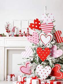 12pcs - Extra Large Red Pink White Heart-Shaped Valentine's Day Decorations, Valentine's Day Tree Ornaments, Cute Heart-Shaped Decorations, Suitable For Valentine's Day Tree Top Decoration, Home Wedding Decoration, Restaurant Decoration, Hotel Decoration, Bedroom Decoration, Living Room Decoration, Flower Pot Decoration, Gardening Decoration, Garden Planting, Outdoor Scene Arrangement; - Multicolor - View 1