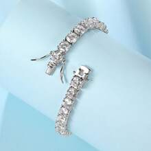 MDFUN 14K白金镀层立方氧化锆网球手链，5毫米立方氧化锆吊坠手链，男女皆宜 - 白色 - 查看 7