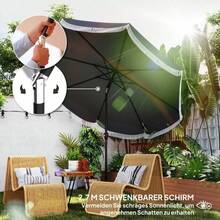 Outsunny Parasol Ø269, Octagonal Parasol Protection, Balcony Parasol For Garden, Dark Grey On Site