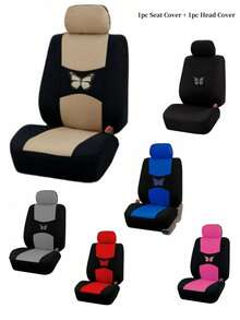 通用蝴蝶图案汽车座椅套(9件套/4件套)| 兼容安全气囊,防水透气。9件套(5座)包含:2个前排座椅套、1个靠背套、1个后排座椅套和5个头枕套。4件套(2座)包含:2个前排座椅套和2个头枕套。 - 款式A - 查看 10