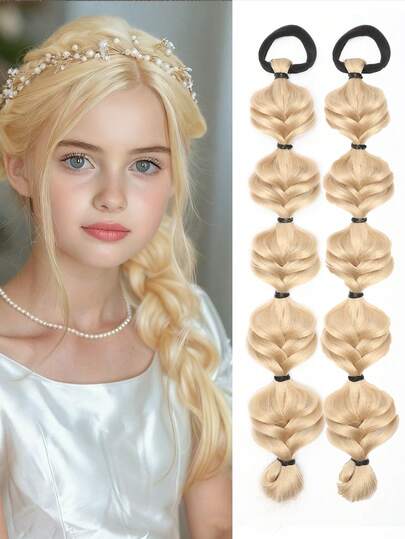 2 Packs Hand-Braided Ponytail Wigs, Synthetic Braided Hair Extensions, With Hair Ties - Yaki Straight Hair Elegant Hair Accessories, Suitable For Girls, DIY Everyday Accessories, Multiple Style Options, Fashionable Hair Accessories, High-Quality Hair Accessories, A Must-Have Item For Fashion Lovers (Multiple Colors Available)