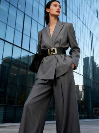 Vintage Hippie Punk Style Women's Wide Waist Belt, PU Leather With Distressed Copper Metal Buckle, Suitable For Daily Wear