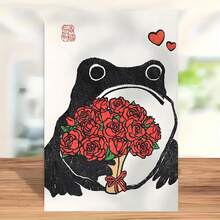 趣味青蛙情人节爱情卡，情人节搞笑浪漫祝福，可爱浪漫专属告白卡，送给伴侣和爱人的告白礼物，带信封的感谢卡，节日贺卡，祝福卡，空白卡