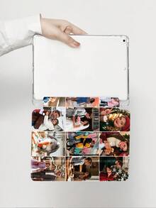 Husă transparentă personalizată pentru tabletă foto, cu pliere în trei și nouă grile, cu slot pentru stilou. Compatibilă cu iPad de 10,2 inci (modelele 2021/2020, generația a 9-a/a 8-a) și Galaxy Tab A8 de 10,5 inci (modelul 2022). Personalizabilă cu portrete, animale de companie, flori și alte modele. - Multicolor - Vizualizare 2