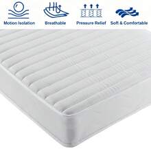 6 Inch Full, Twin Size Hybrid Mattresses In A Box | Medium Firm Feel Memory Foam And Individual Pocket Springs | Fiberglass Free Bed Mattress | Breathable | Upgrade - 白色 - 查看 4