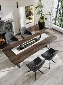 Goeurvant Modern Grid-Stitched Upholstered 360° Swivel Dining Chairs With Armrests And Removable Cushion For Dining Room, Living Room, Office - Set Of 2 / Set Of 4 / Set Of 6 - Dark Grey - Dark Grey - View 3