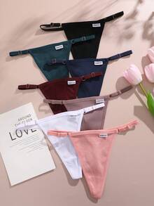 FINETOO 7件可调节基本款时尚性感丁字裤