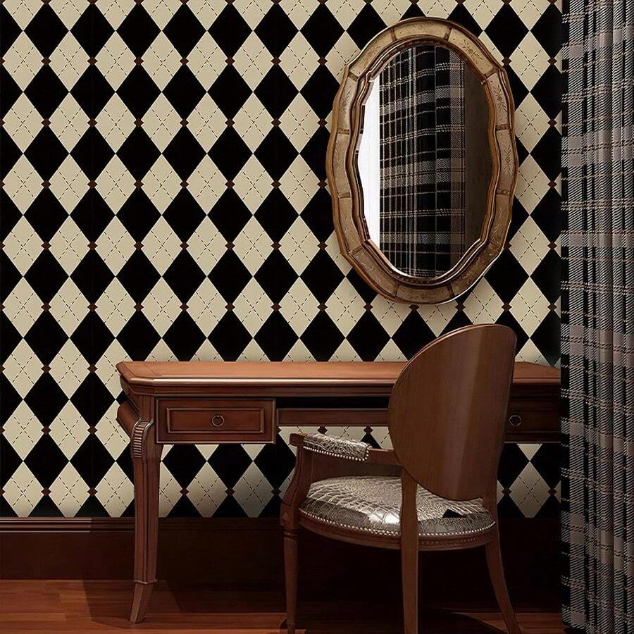Wedding ItemsSimonSf R Ceckered Peel And Stick Pr Black And W Pr Ntage Plaid Britis   Pr  Batroom Ken Cabinet  Pr 17.3x78 - Đen trắng - Xem 1