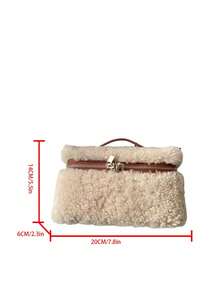 Dedoo 1 chiếc túi đeo chéo vuông bằng vải nhung màu trơn, ví nhỏ dành cho nữ, phù hợp với trang phục hàng ngày, túi xách thời trang. - màu nâu - Xem 6