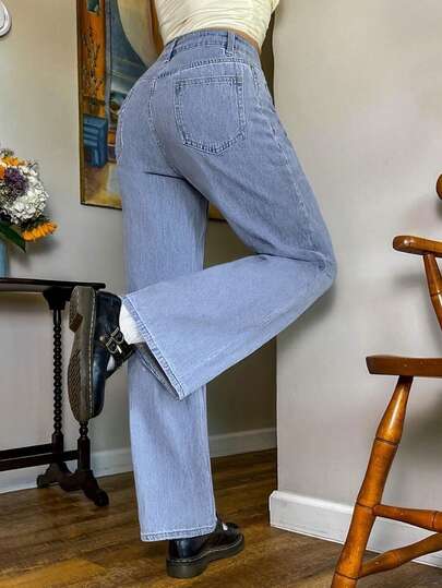 Women's Light Wash Sunflower Floral Embroidered Wide Leg Jeans Boho Cute Denim Pants For Petite & Tall – Summer Festival Outfits