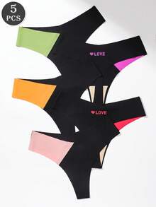 5条装 女士低腰性感V型拼色丁字裤 - 彩色 - 查看 4