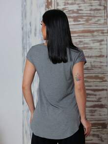 Kit Of 2 Women's Long-Sleeved Gym Tops With Butt-Covering Effect. - 桃紅葡萄酒/主打 - 查看 5