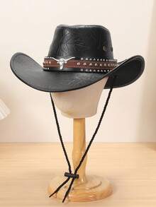 1pc Metal Heart With Rhinestone Felt Hat Casual Top Hat, Elegant And Suitable For Travel, Parties, Western Cowboy Themed Parties, And Daily Use Valentine's Day Valentines