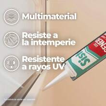 Sista F109 Uso General, sellador universal, pegamento de silicona para fachadas, cerramientos y reparaciones en el hogar, adhesivo resistente y duradero, transparente, 1x300ml - Transparente - Ver 8