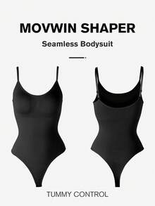 1pc Women Seamless Shapewear Bodysuit, Thong Bottom, Slimming Shaping Bodysuit, Tummy Control Bodysuit, Shapewear, Waist Trainer - Black - View 6