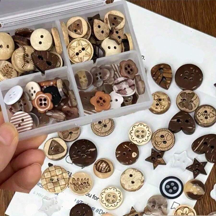 20 chiếc nút nhựa màu sắc và họa tiết ngẫu nhiên, thích hợp cho việc làm sổ lưu niệm, trang trí quần áo, thủ công - Bao gồm hoa, bông tuyết, màu Macaron - Nhiều màu - Xem 1