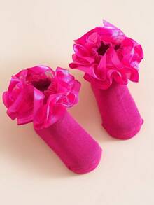 1 đôi tất ren kiểu Lolita mùa xuân/hè, tất công chúa dành cho bé gái thích hợp để khiêu vũ - Màu Hồng Tươi - Xem 3