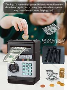 NEUSNEY Large Capacity Electric Piggy Bank, Children's Coin Saving Box With Automatic Money Rolling, Simulated Sound Effects, Fingerprint & Password Unlock, Student Gift, Random Accessories (Batteries Not Included)