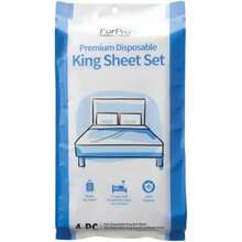 ForPro Premium Disposable Sheet Set 4-PC King Size Bedding For Travel Includes Bed Sheet Duvet Cover And Two Pillowcases White - trắng - Xem 4