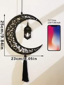 1件/2件新月形流苏壁挂装饰，波西米亚伊斯兰阿拉伯图案灯笼星月艺术节日装饰，斋月开斋节家居墙面装饰，客厅卧室玄关窗户门派对装饰，现代斋月家居饰品 - 彩色 - 查看 5