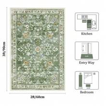 (1/2/3pc)Washable Runner Rug 2x3 – Floral Non Slip Small Entryway Rug With Rubber Back... - Nhiều màu - Xem 3