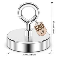 1 nam châm dụng cụ câu cá siêu mạnh, nam châm tròn chịu lực cao, nam châm neodymium cỡ lớn dùng để gỡ thẻ, lực hút mạnh, công suất cao, thích hợp cho việc thu hồi đồ vật ở hồ, sông, bãi biển và sân vườn. - Bạc - Xem 1