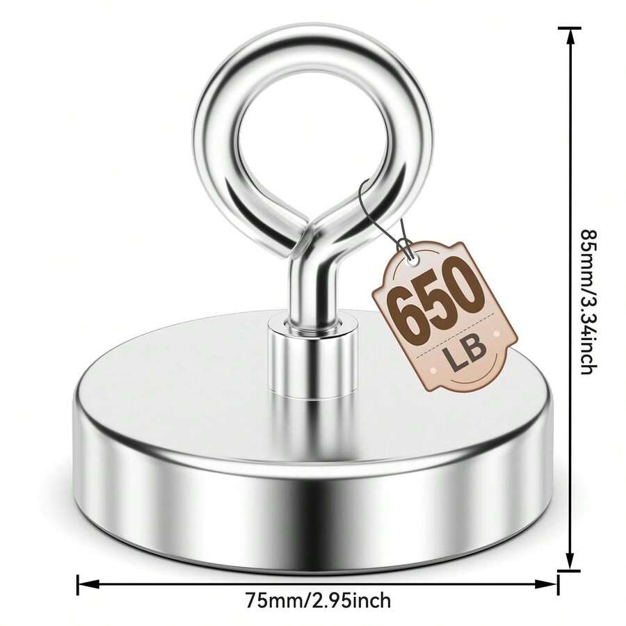 1 nam châm dụng cụ câu cá siêu mạnh, nam châm tròn chịu lực cao, nam châm neodymium cỡ lớn dùng để gỡ thẻ, lực hút mạnh, công suất cao, thích hợp cho việc thu hồi đồ vật ở hồ, sông, bãi biển và sân vườn. - Bạc - Xem 1