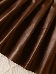 Bộ 2 món áo khoác và chân váy giả da PU thời trang xuân/thu cho bé gái, bộ đồ liền thân đa năng kiểu đường phố, hàng mới về mùa thu. - Màu nâu Sô-cô-la - Xem 6