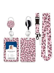 粉色蝴蝶结、樱桃、豹纹卡套，带可伸缩证件夹、登山扣、粉色可伸缩证件卷轴和可拆卸挂绳 - 励志语录证件钥匙扣，适合医生、护士、教师、女学生和办公室职员，圣诞节、感恩节、新年礼物 - 彩色 - 查看 12