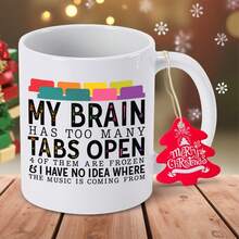 Funny Computer-Themed Coffee Mug With "My Brain Has Too Many Tabs Open" Saying - Ceramic Cup With Frozen Tabs Design, Non-Slip Base - Gift For Students, Office, Office Workers, Highquality Print, Humorous Drinkware, Home Use - Hand Wash Only - Ideal - 紅色 - 查看 1