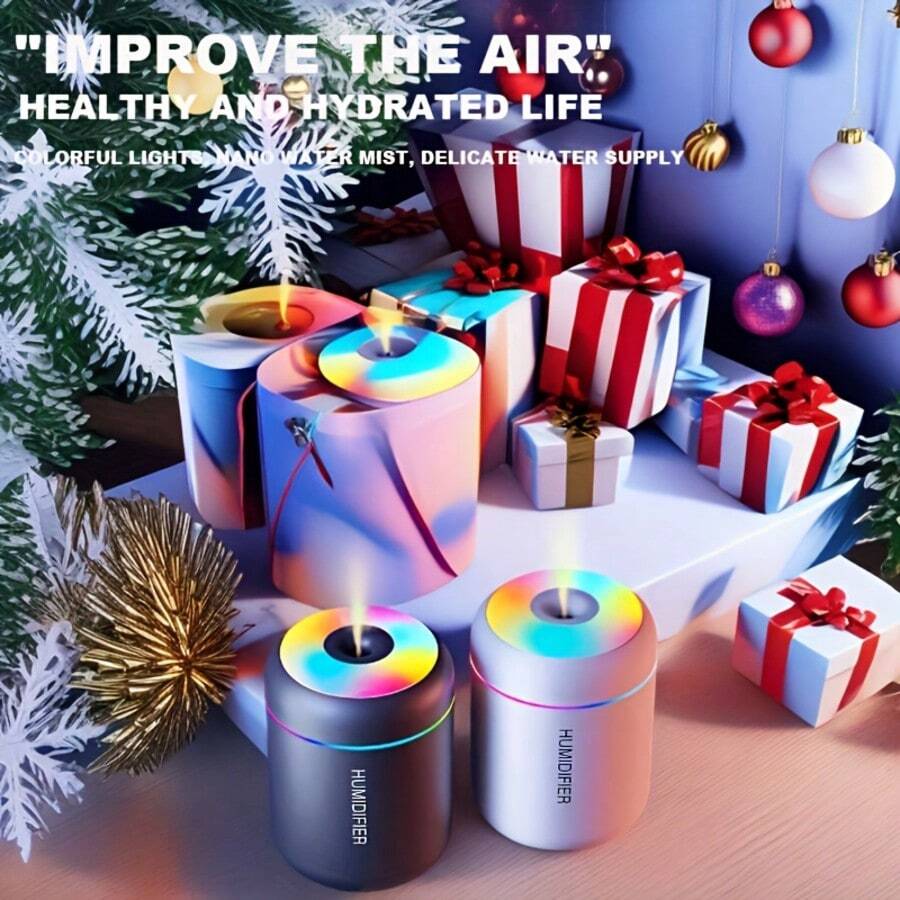 Mini Humidifier And Essential Oil Diffuser - Bedroom, Office, Car Use With Cool Mist Technology, Quiet High Mist Volume And LED Night Light - Compact And Portable Design For Home And Work - trắng - Xem 1