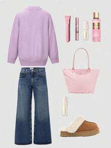 EAVA Gentle Lavender Purple Solid Color Long Sleeve Knit Cardigan, Single-Breasted Regular Length Slightly Elastic Skin-Friendly Women's Cardigan - Mauve Purple - View 4