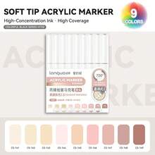 Languo 207色直涂式丙烯颜料马克笔套装，1.0mm软毛笔头，大容量防水速干不渗墨顺滑墨水，高遮盖力均匀覆盖，适用于多种表面，如石头、玻璃、陶瓷、金属、木材、画布等，优质艺术家绘画用品及返校必备品。 - 彩色 - 查看 15