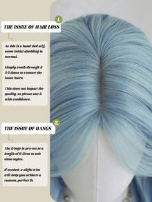 1 PC Short Wavy Highlight Bule Wigs For Women 14 Inch Shoulder Length Bob Curly Wavy Middle Part Wigs , Natural Synthetic Heat-Resistant Fiber Hair For Daily Or School,Use, Perfect For Holidays Music Festivals Celebrations, Sakura Celebration,Graduation Gift & Gift For Friend's Wig Accessory - Blue - View 5