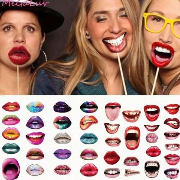 20pcs Funny Paper Lip Photo Props, Wedding Decoration, Birthday Party Supplies, Adult Photo Booth Props, Party Decorations, Creative Photo Booth Accessories