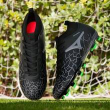 1双成人学生高帮户外足球鞋，专业运动鞋，大码，防滑，耐磨，适用于AG、FG、天然草、软地，系带，足球/橄榄球训练鞋，轻便，高性能，防滑设计，高帮专业足球鞋 - 黑色 - 查看 10